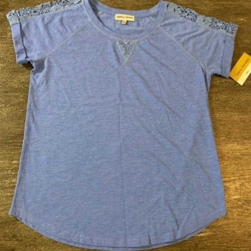 Cathy Daniels Blue‎ Lace Shirt Size S NWT